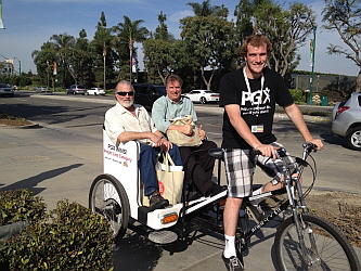 Pete and Jack traveling in style at the Anaheim Natural Food Show