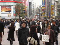 Pete Burke in Shibuya (that's me with the blond hair in the center)